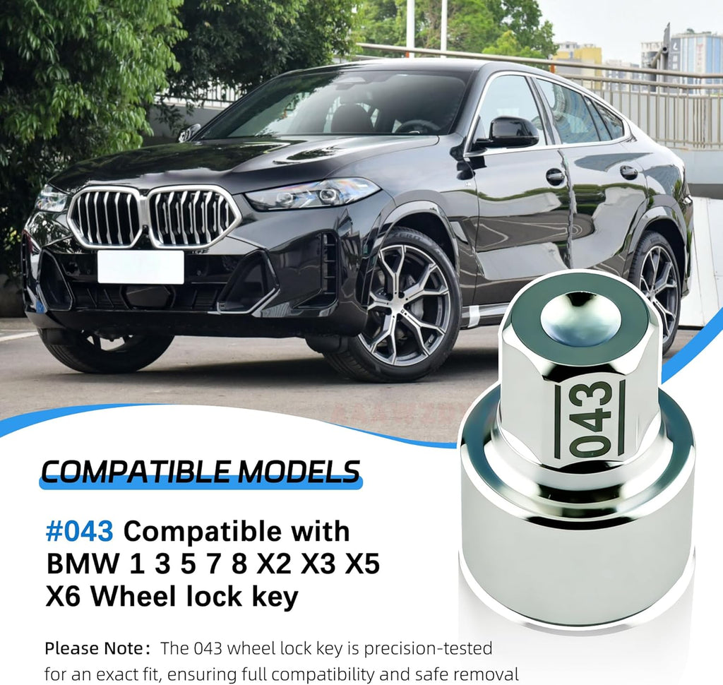 #043 Compatible with BMW 1 3 5 7 8 X2 X3 X5 X6 Wheel Lock Key Tire Lug Key | 043 Wheel Locking Nut Key Replacement