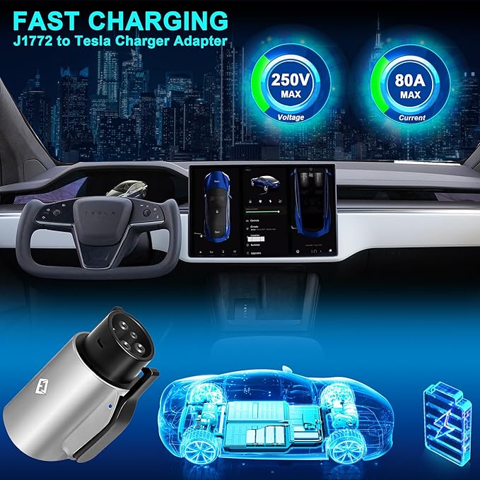 Tesla to J1772 Adapter, 80A 250V Max, Portable and Outdoor EV Adapter, - Image 3