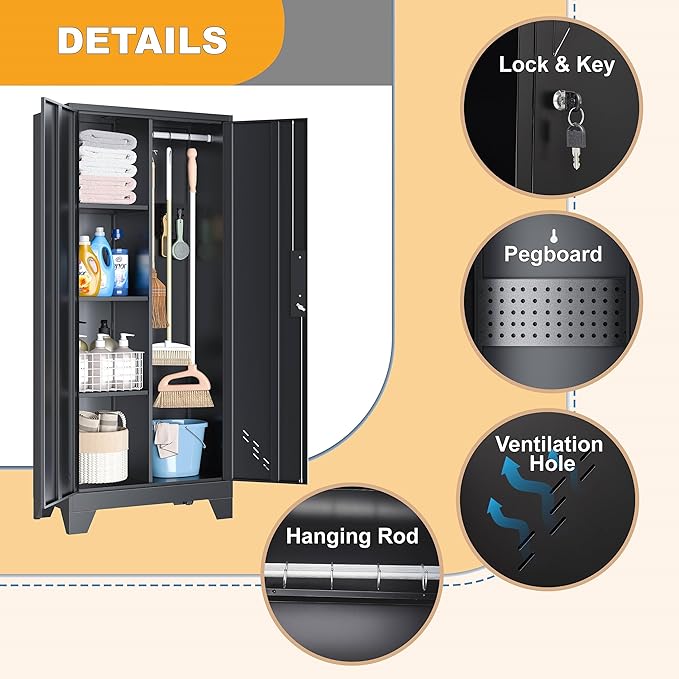 61" H Metal Storage Cabinet, Utility Cabinets - Image 4