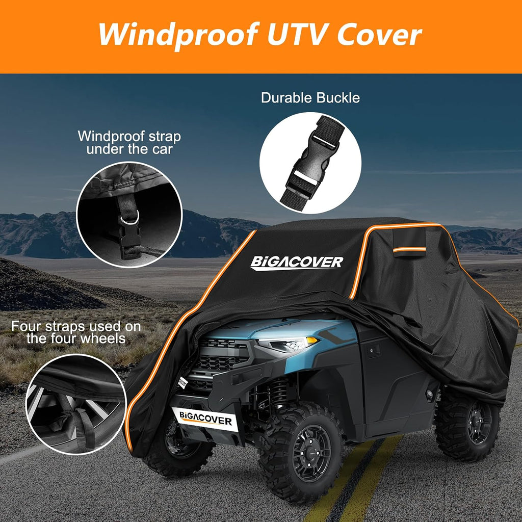 UTV Cover 2 Seater for Polaris Ranger/Can-Am Traxter/General XP 1000 | 210D Oxford & Cotton Lining All-Weather Waterproof Protection Windproof Ranger Cover 2-3 Seater