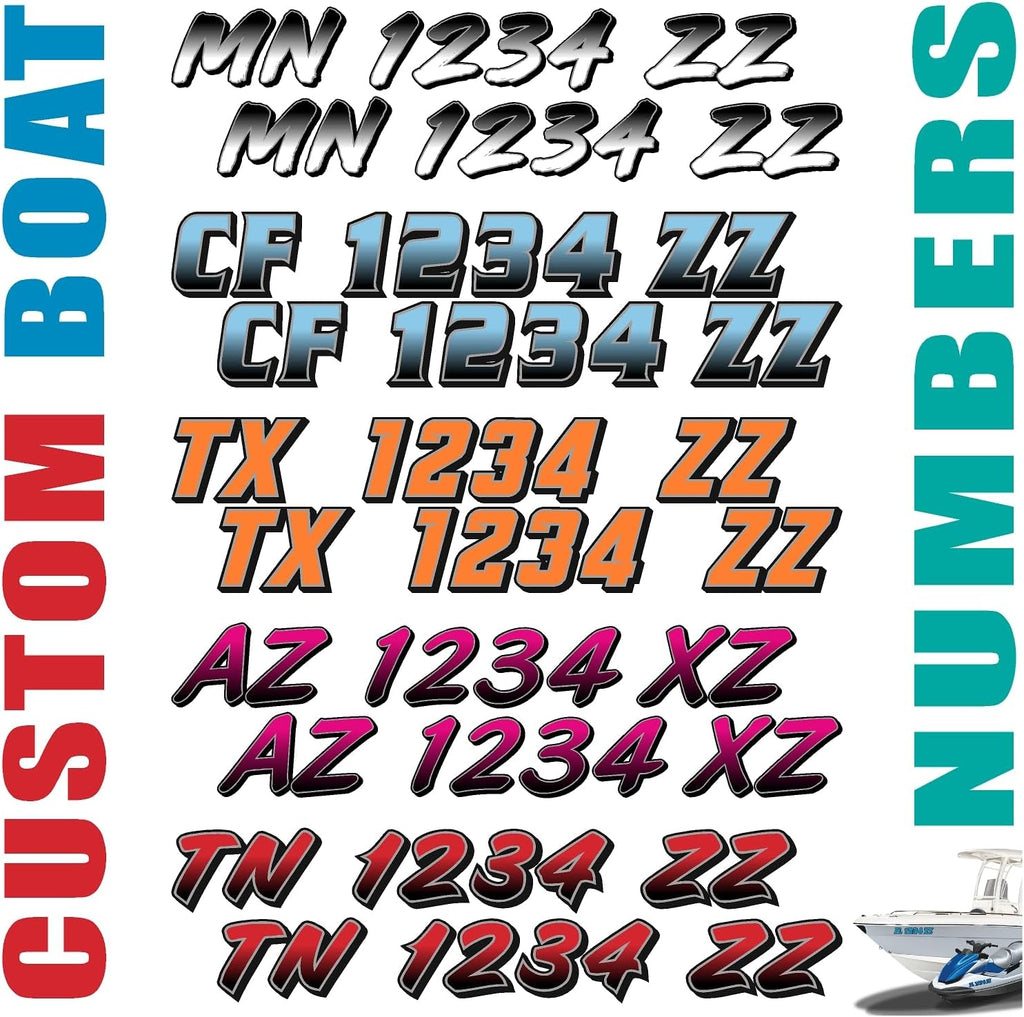 Custom Registration Numbers & Letters X-Treme Tac (Two Decals) for Kayaks Jetskis and Boats (High Tack Grip Adhesive)