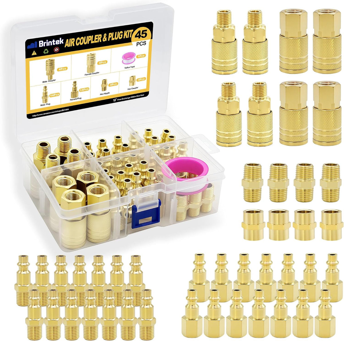 1/4" air hose fittings quick connect coupler&plug assortment, main product view