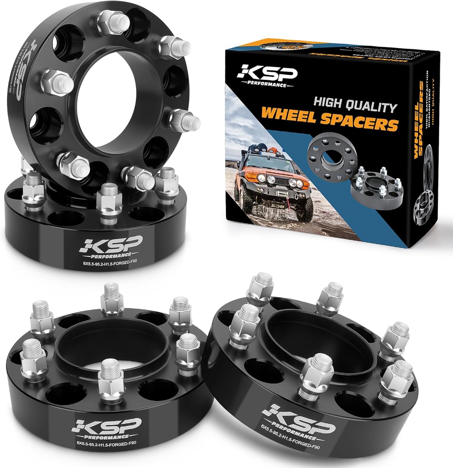 KSP 4PCS 6x139.7 Wheel Spacers for 2023+ Tundra 2024+ Tacoma 2025+ 4Runner, 1.5" 6x5.5 Wheel Adapter with 14x1.5 Lug Studs 95.2mm Hub Bore, Compatible with Toyota-Lexus 6 Lug