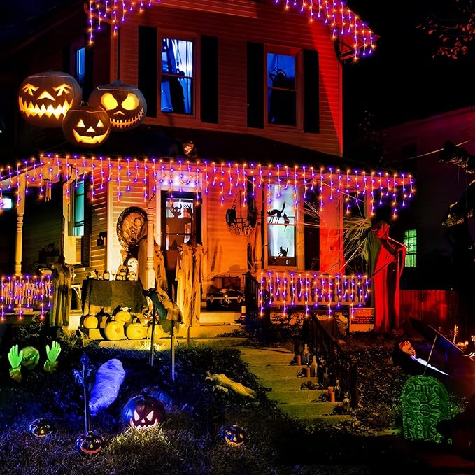 KNONEW 99FT 1216 LED Halloween Lights Decortation Orange Purple String Lights...