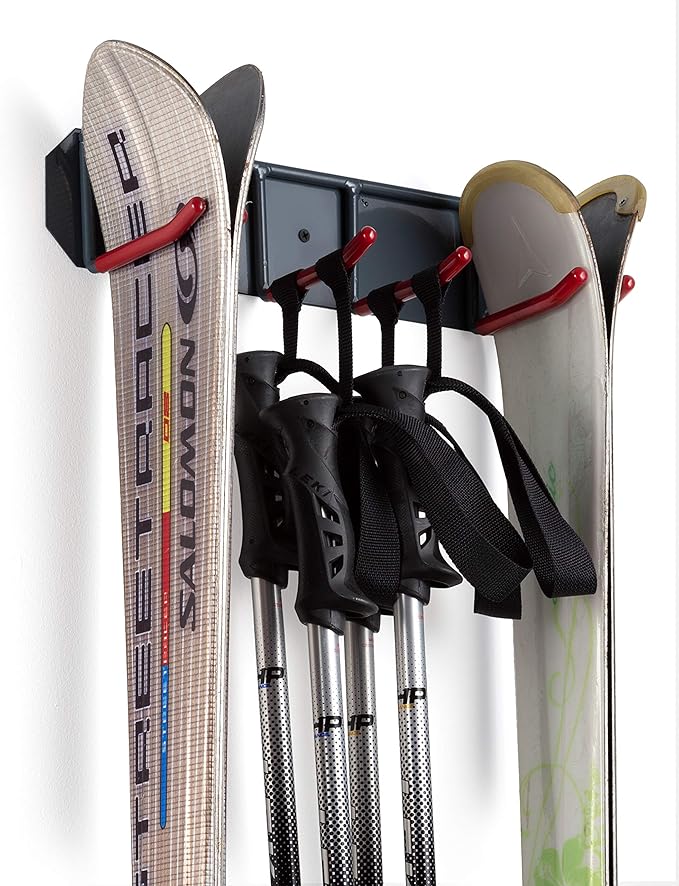 Wall Mounted Rack Organizer for Skis and Poles Heavy Duty Horizontal Wall Ski by Wealers