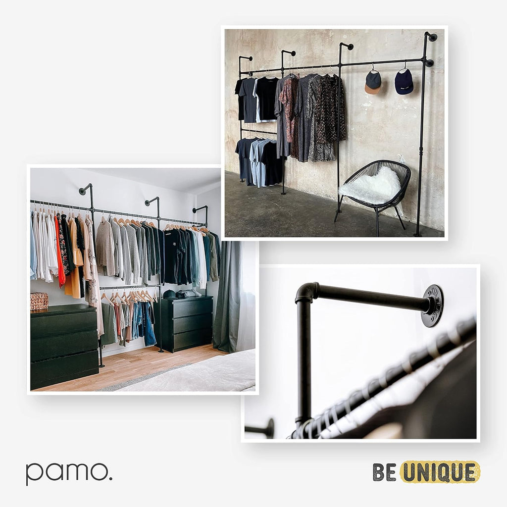 pamo ceiling mounted clothes rack – black, 41x38 on a desk or shelf