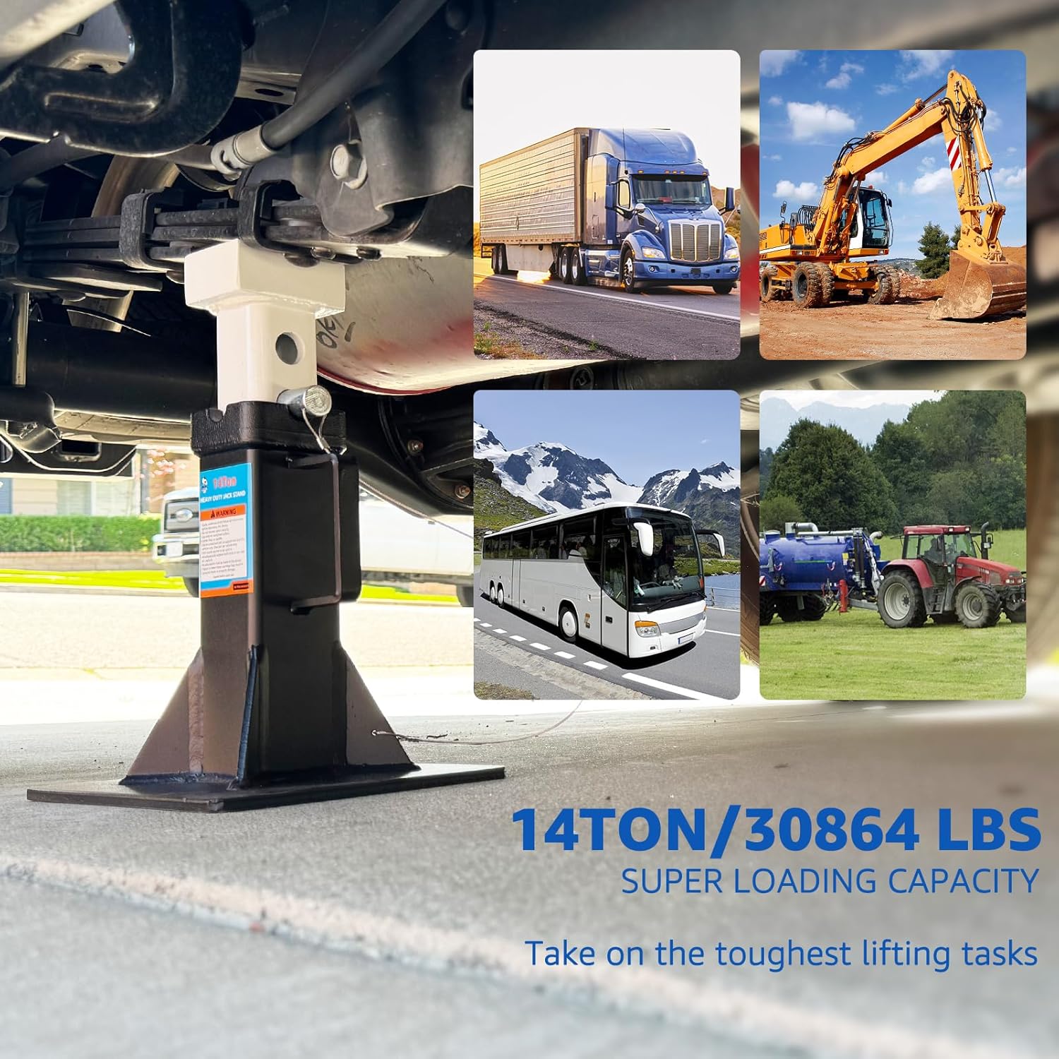 HKTE 14 Ton Jack Stands 28000 lbs Heavy Duty Car Jack Stands Adjustable 12''–17.7'' Vehicle Jack Stands Wide Base Dual Lock Steel Automotive Jack Stands for Trucks SUVs Garage,2 Pack