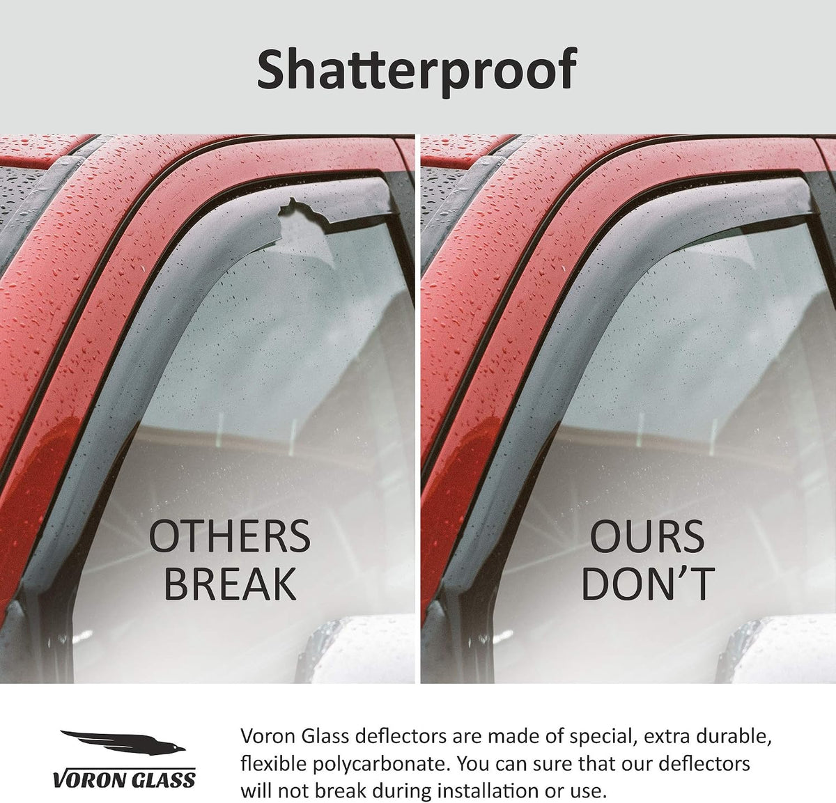 voron glass in-channel extra durable rain guards for, close-up detail