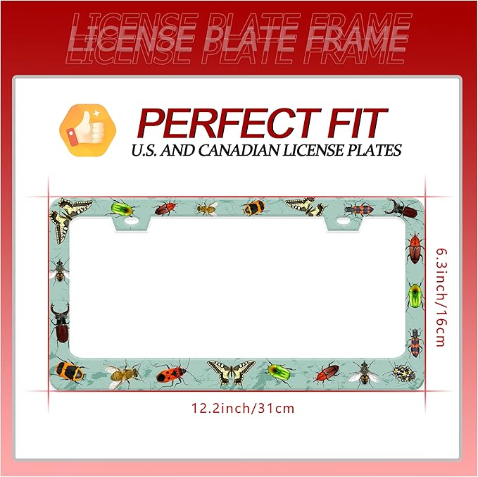 Personalized License Plate Frame Butterfly Moth Beetle Stainless Steel - Image 2