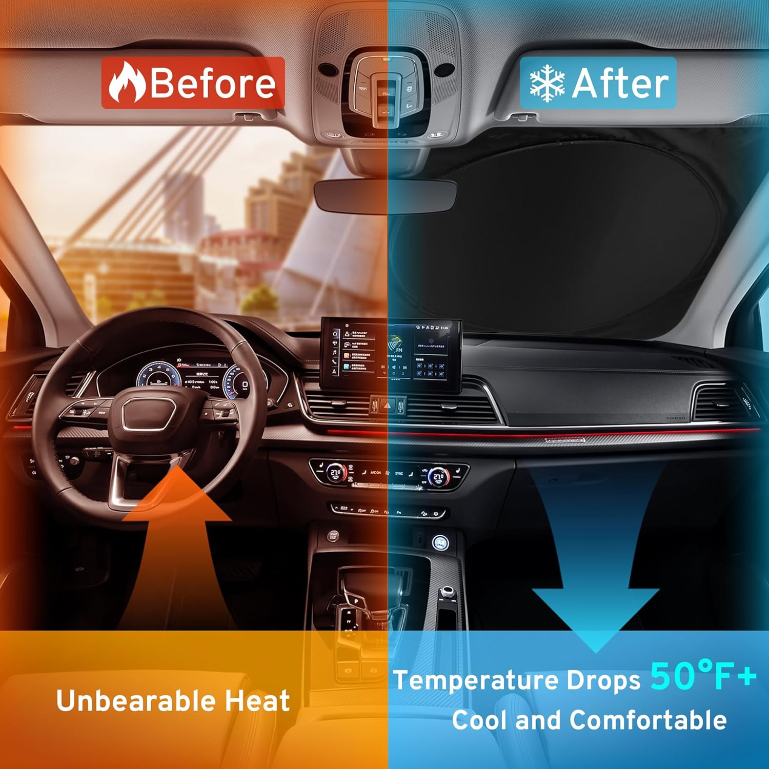 XHRING Windshield Sun Shade for Lexus is IS250 IS350 IS300 IS460 is Couple ES ES350 RC CT LS UX Series Accessories, Car Front Window Sunshade Sun Visor Shield for Lexus Sedans Sun Protection