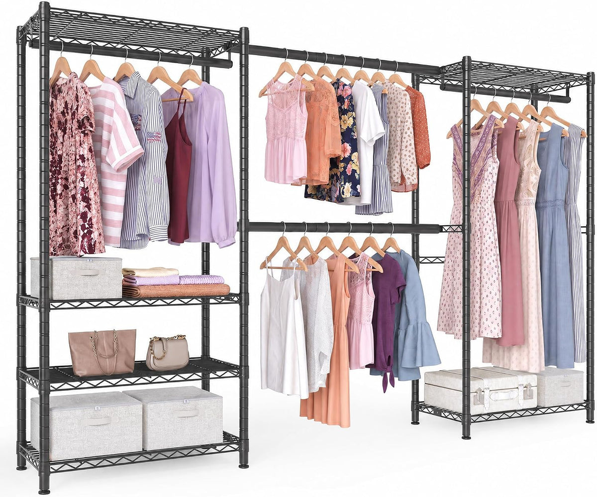 songmics clothes rack, adjustable mesh shelves and hanging, main product view