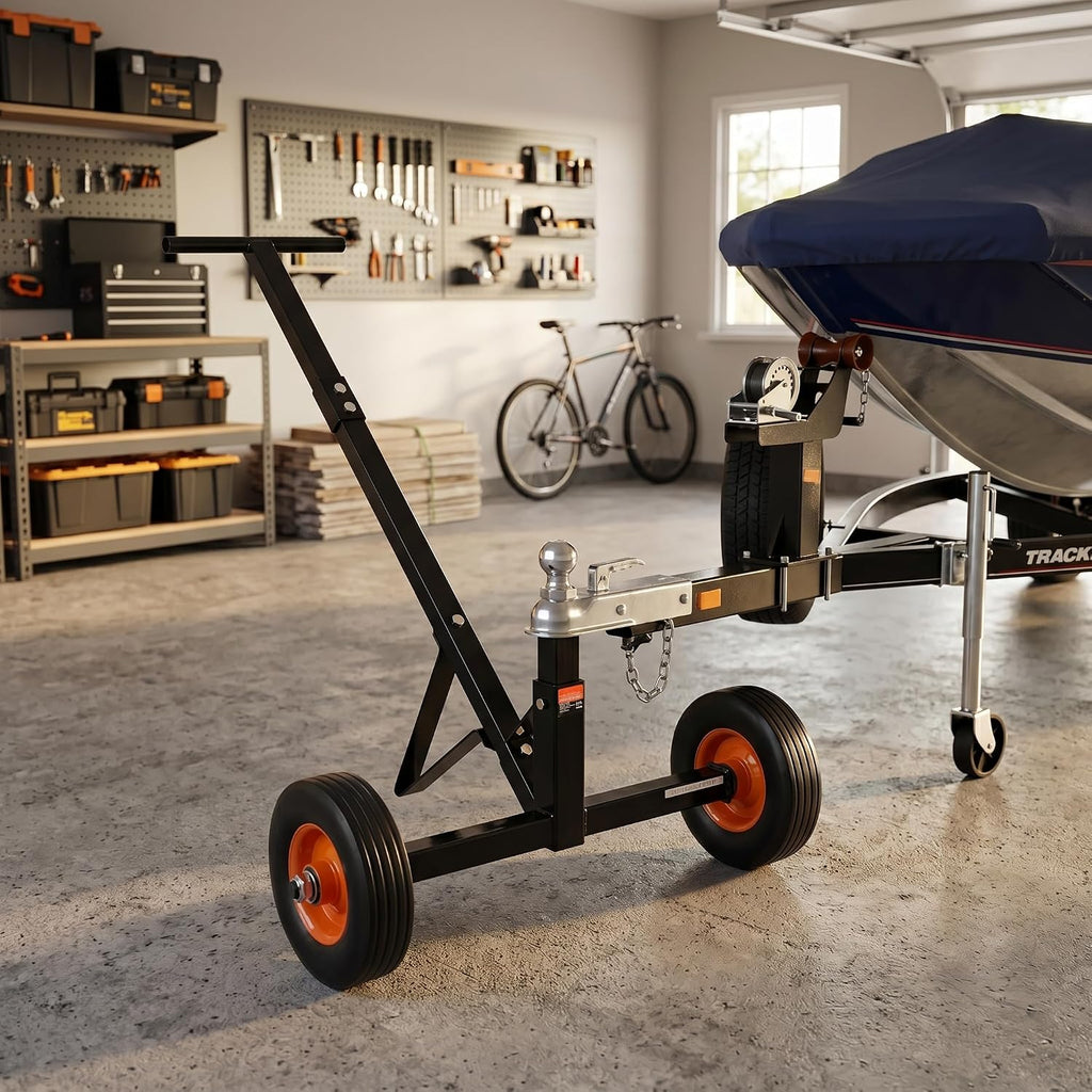 Trailer Dolly 600lbs Capacity, Carbon Steel Trailer Mover with 1-7/8 inch Hitch Ball and 10 inch Flat-Free Tires, Adjust