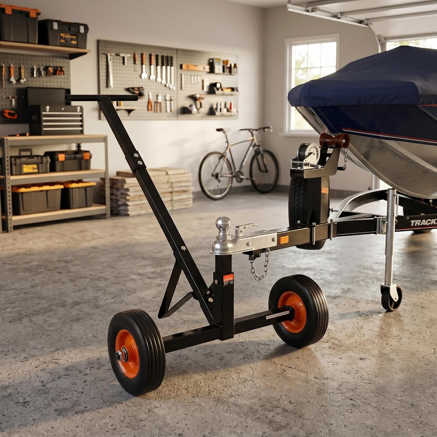 Trailer Dolly 600lbs Capacity, Carbon Steel Trailer Mover with 1-7/8 inch Hitch Ball and 10 inch Flat-Free Tires, Adjust
