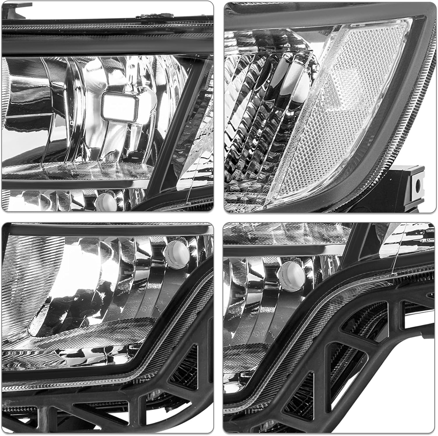 SOCKIR - Fit For 2007 2008 2009 2010 Ford Edge [Halogen Type] OEM Headlight Headlamp Assembly Pair Set (Black Housing with Clear Reflector)