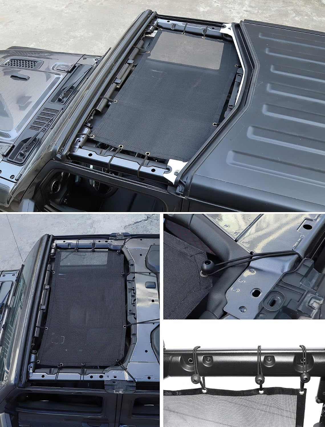 Savadicar Mesh Shade Top, Roof Sunshade Cover for 2018-2023 Jeep Wrangler JL JLU 4XE & Gladiator JT, UV Protection & Heat Reduction for Enhanced Comfort on the Road, Durable Polyester, Black