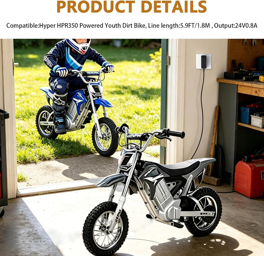 Replacement for Hyper HPR350 Dirt Bike Charger Compatible with Hyper HPR 350 HYP-350-1000 Powered Youth Dirt Bike Power Supply for Hyper 24 Volt Battery