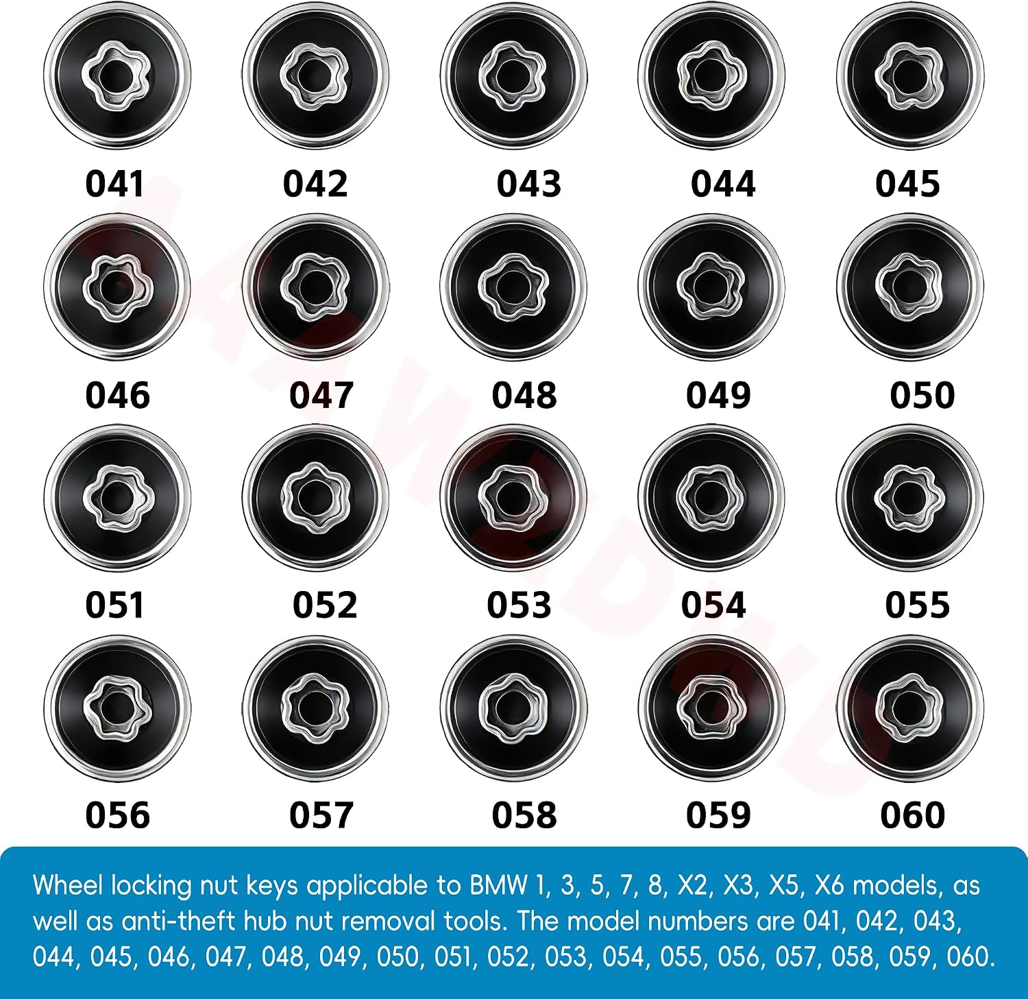 #052 Compatible with BMW 1 3 5 7 8 X2 X3 X5 X6 Wheel Lock Key Tire Lug Key | 052 Wheel Locking Nut Key Replacement