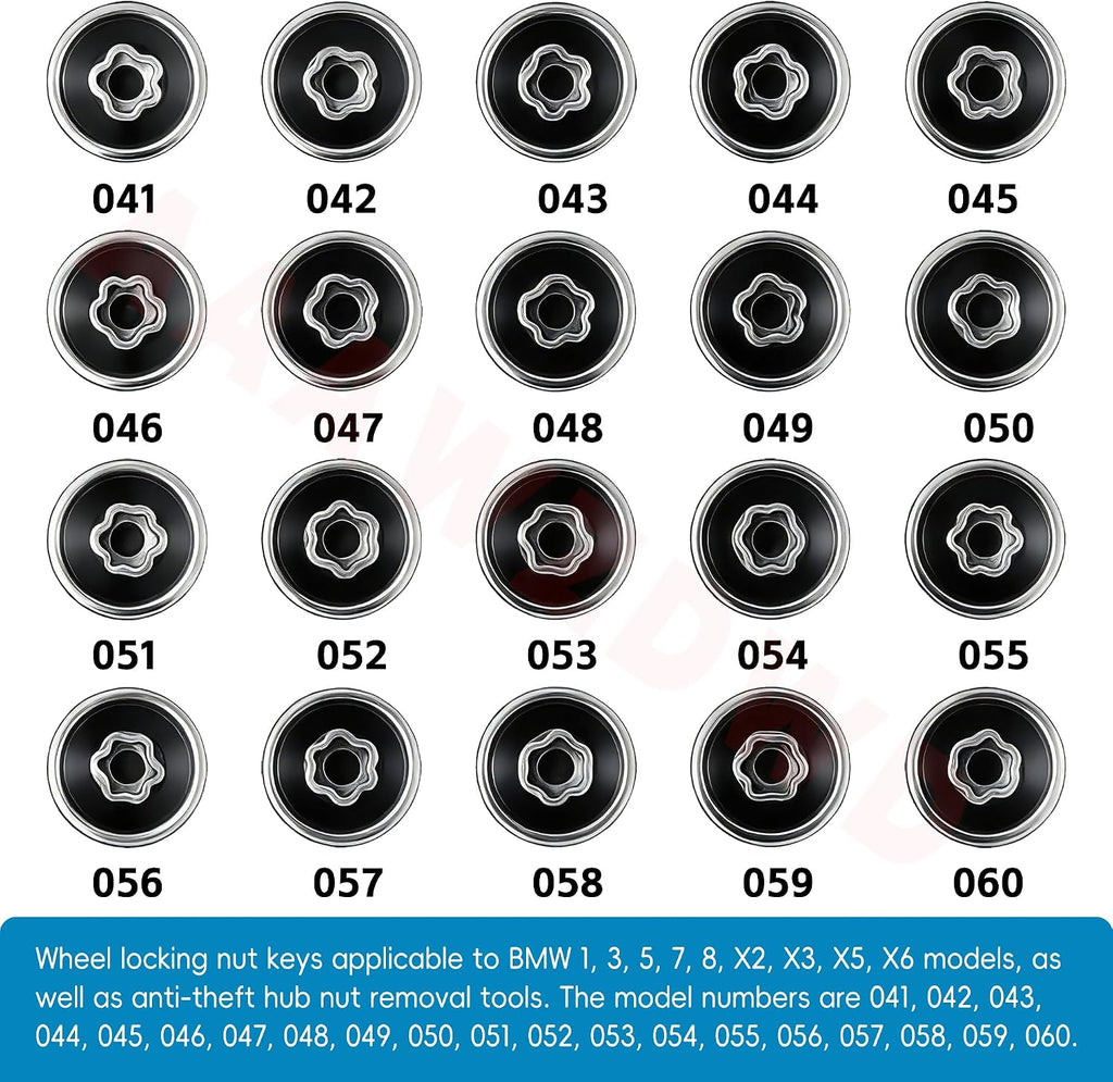 #058 Compatible with BMW 1 3 5 7 8 X2 X3 X5 X6 Wheel Lock Key Tire Lug Key | 058 Wheel Locking Nut Key Replacement