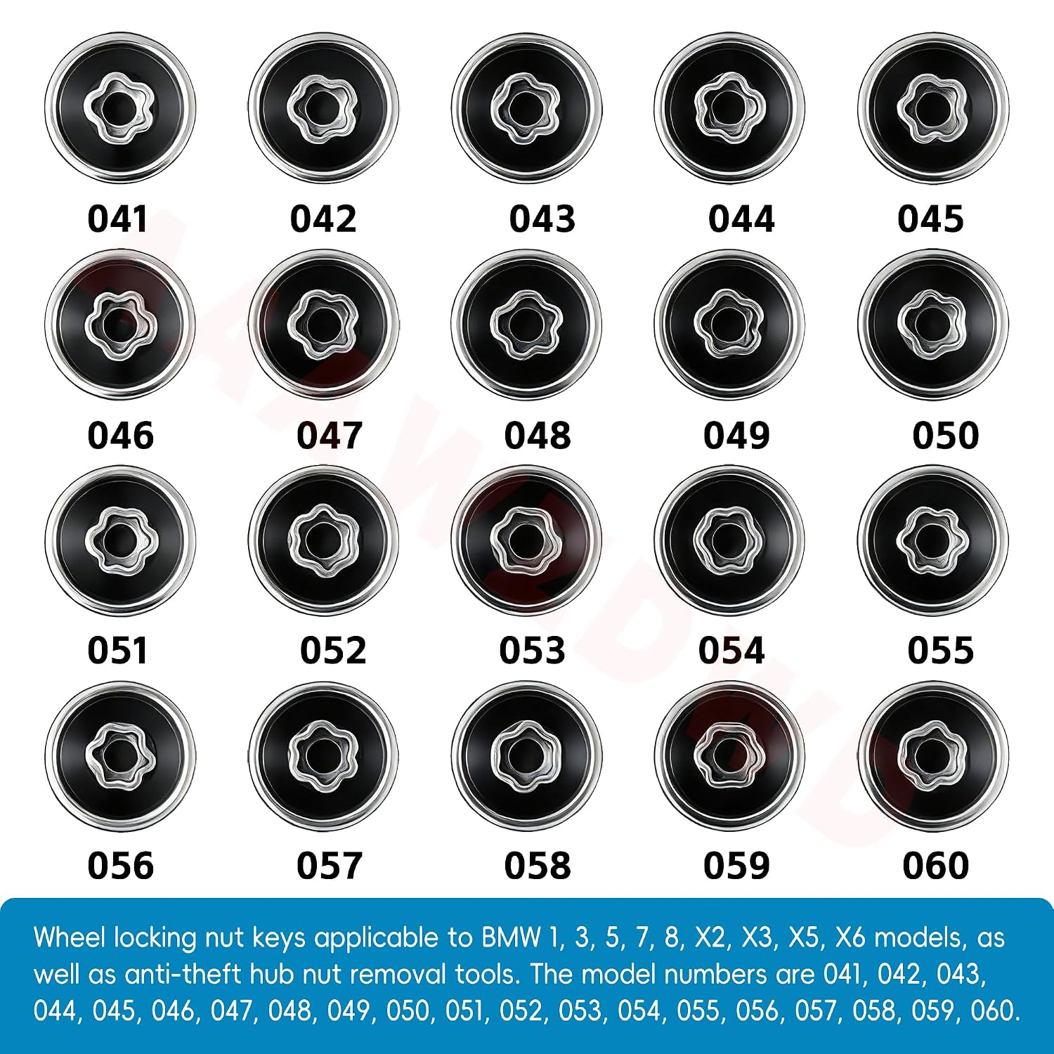 #053 Compatible with BMW 1 3 5 7 8 X2 X3 X5 X6 Wheel Lock Key Tire Lug Key | 053 Wheel Locking Nut Key Replacement