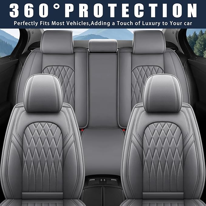 WELLDO Car Seat Covers Full Set, Faux Leather Seat Covers - Image 6