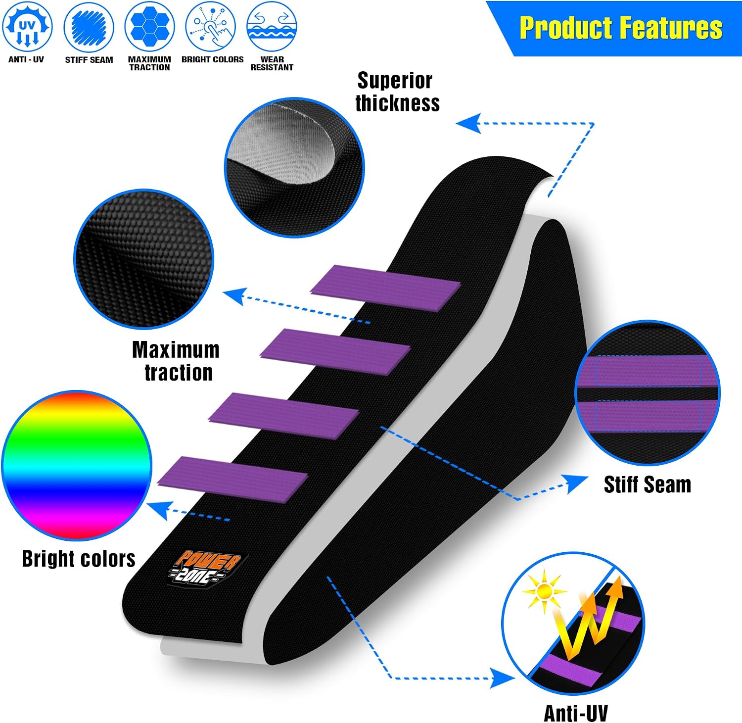 Motorcycle Dirt Bike Seat Cover for Surron Sur Ron Light Bee X/S - E Bike Seat Cover (Purple)