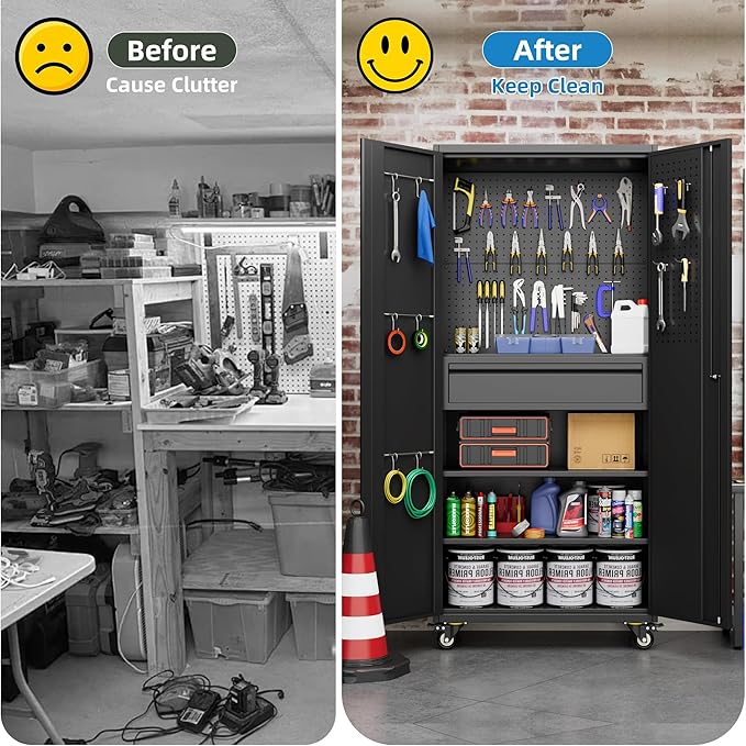 71" H Metal Garage Storage Cabinet - Image 9