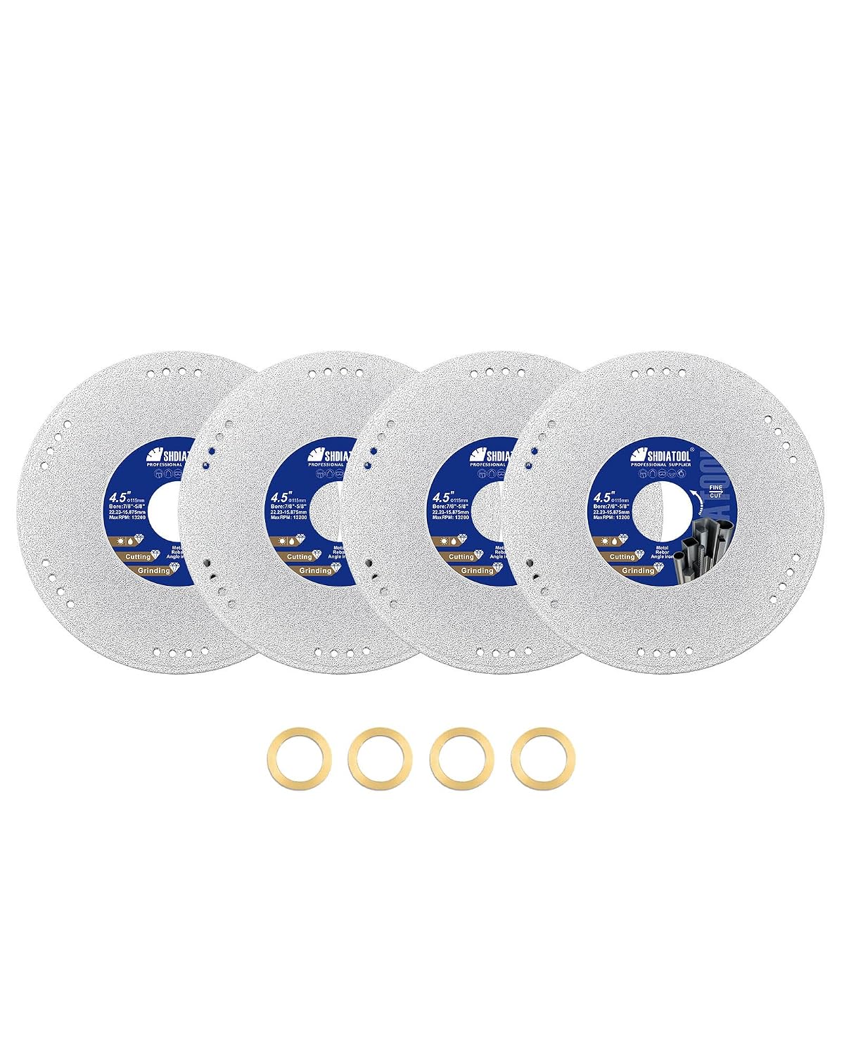 shdiatool 4-1/2 inch diamond metal cutting wheel 4pcs, main product view