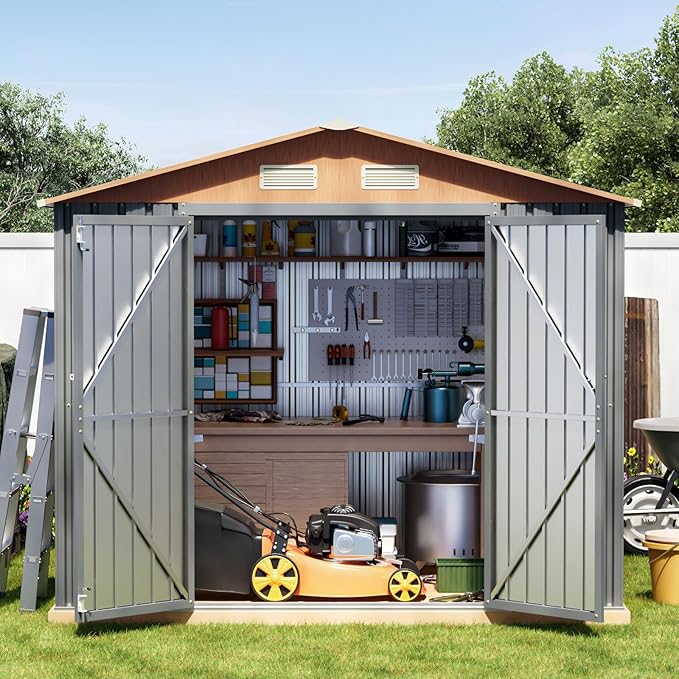 8x6FT Metal Shed & Outdoor Storage Shed, Steel Tool Multi-Used Shed - Image 2