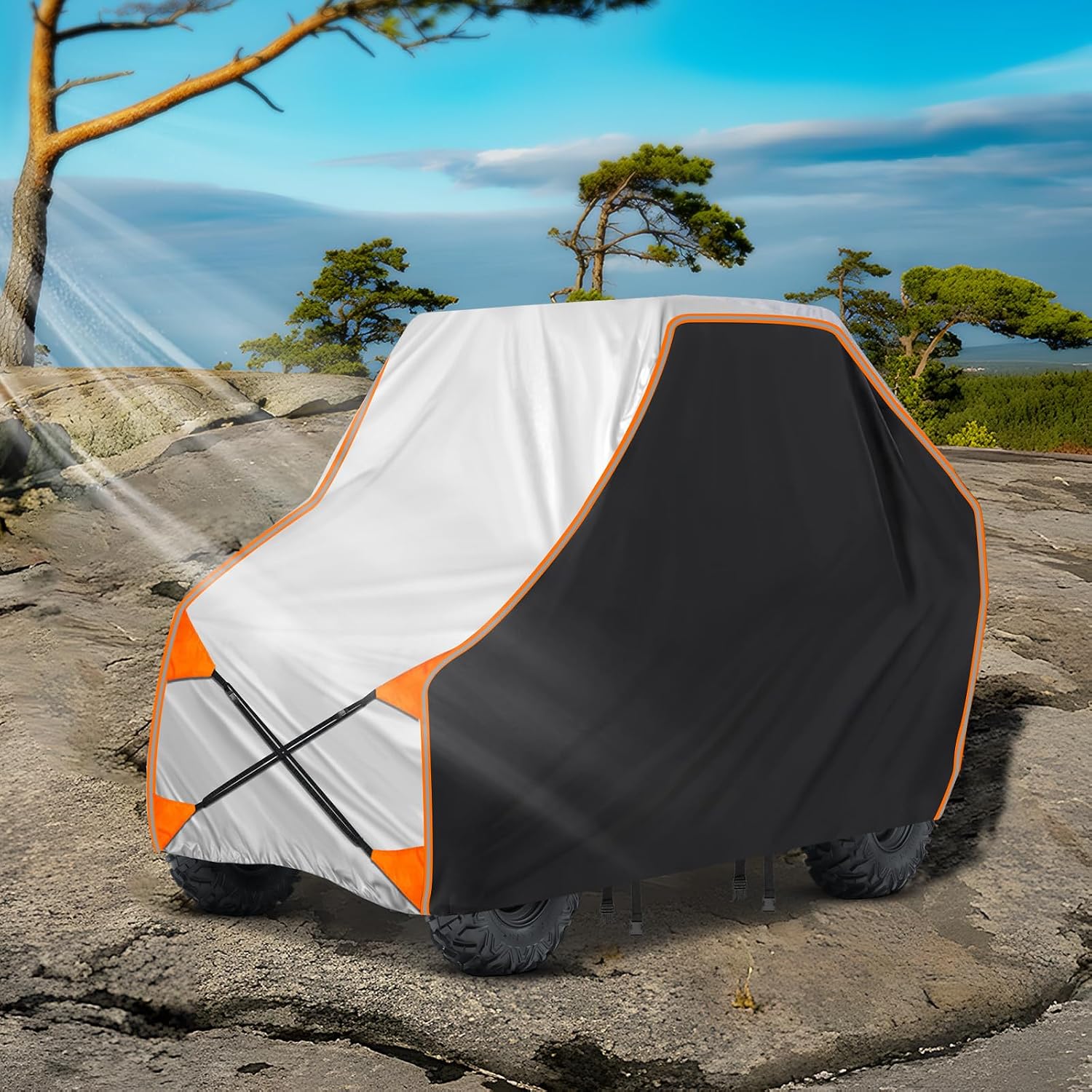 NEVERLAND UTV Cover 2 Seater Waterproof - Upgrade Windproof Design for Side By Side Cover Compatible with RZR Polaris Ranger Yamaha Rhino Can-Am Commander Defender Honda Pioneer (126" x 71" x 77")