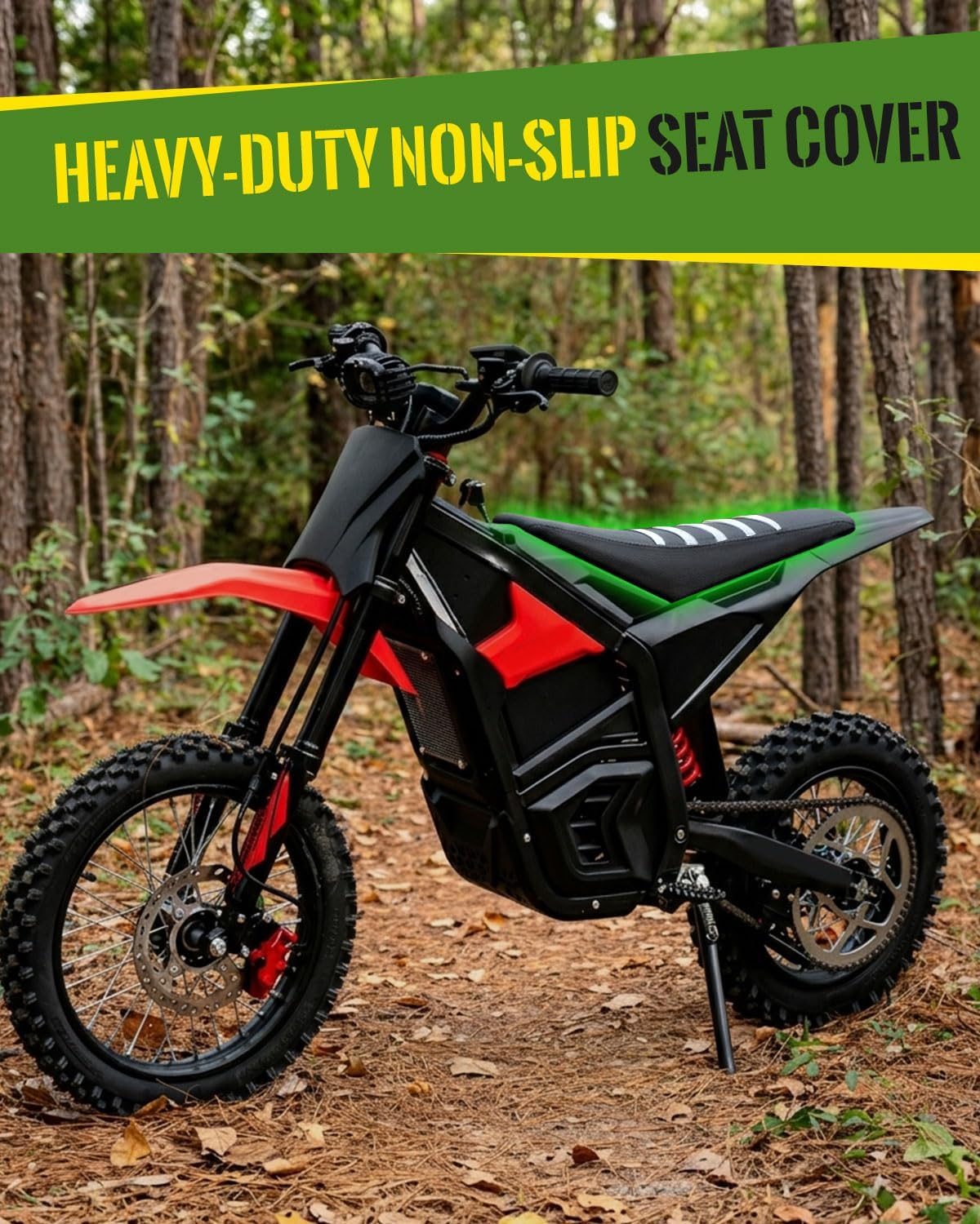Seat Cover Fit for Yozma in 10, White Stripe Non-Slip Motorcycle Cushion Cover, for Electric Dirt Bike Ebike