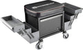 Powerbuilt Rolling Seat with Expandable Tool Trays, Roller Toolbox Garage Stool
