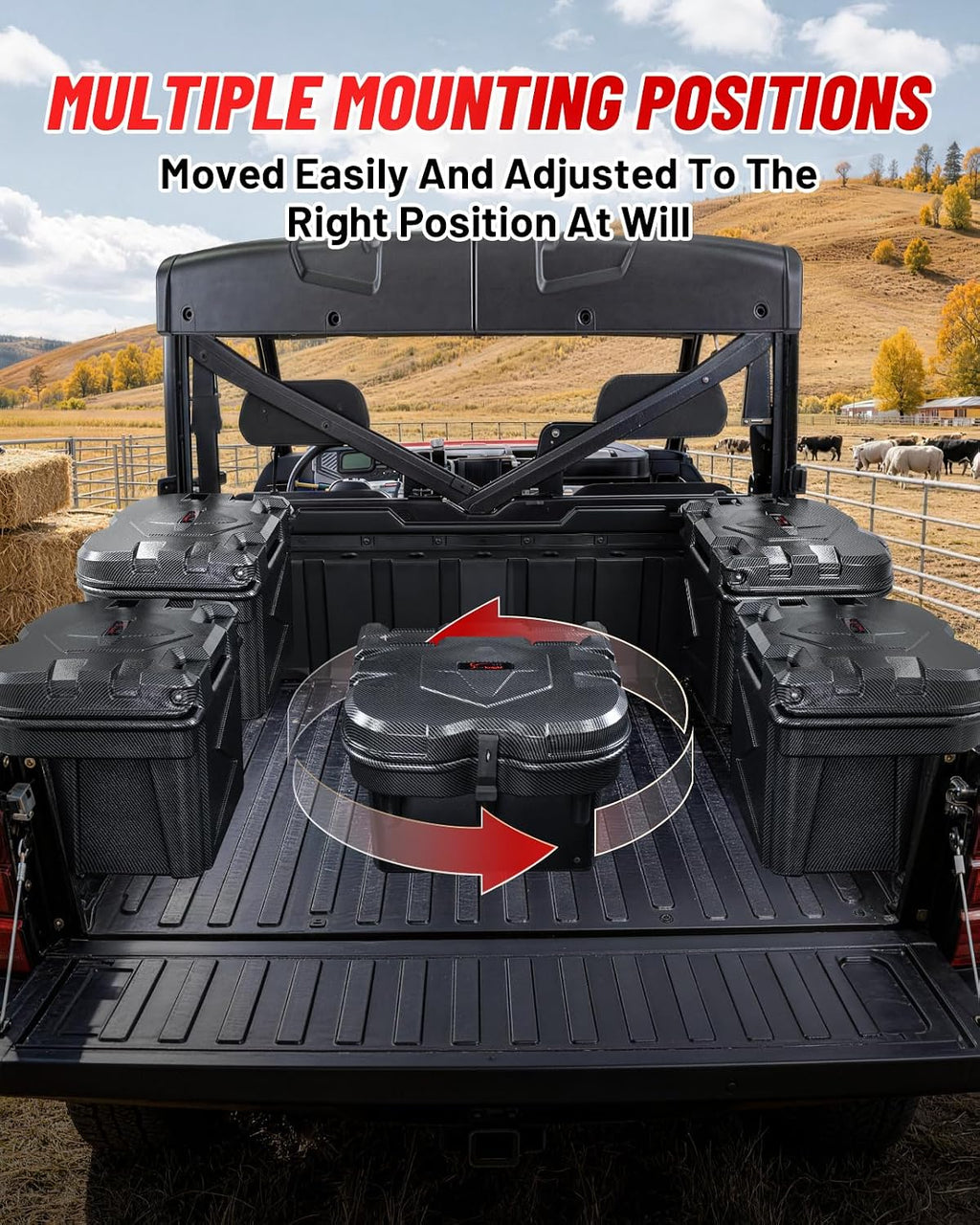 StarknightMT 24L Carbon Fiber Bed Storage Box, Lockable Off-Road Cargo Organizer Compatible with 2016-2026 Polaris Ranger 500/570/900/1000 XP & General 1000, Heavy-Duty