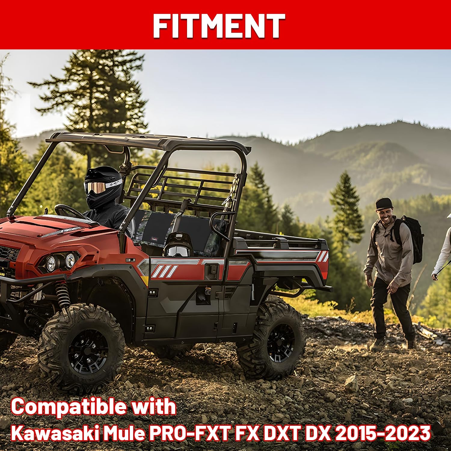 StarknightMT UTV Mule Pro Seat Covers 1680D Compatible with Kawasaki Mule PRO-FXT FX DXT DX 2015-2026 Waterproof Bench Seat Covers Accessories (Camouflage Spell Black)