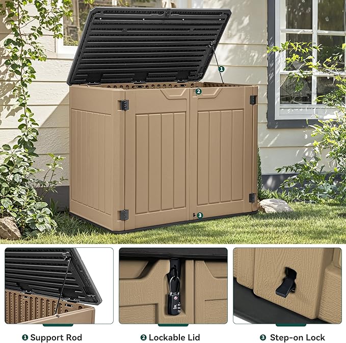YITAHOME Extra Large Outdoor Horizontal Storage Shed, 4.5x4ft Resin Tool Sheds - Image 4