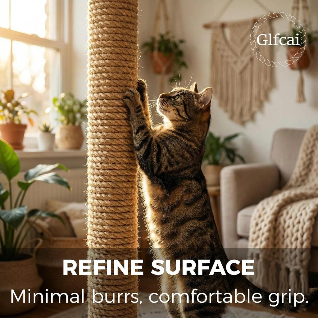 3/4 Inch x 50 Ft Hemp Rope, 578 Lbs Working Strength, 4 Strand Twisted Cord for Cat Scratchers, Gardening, Landscaping & Decor