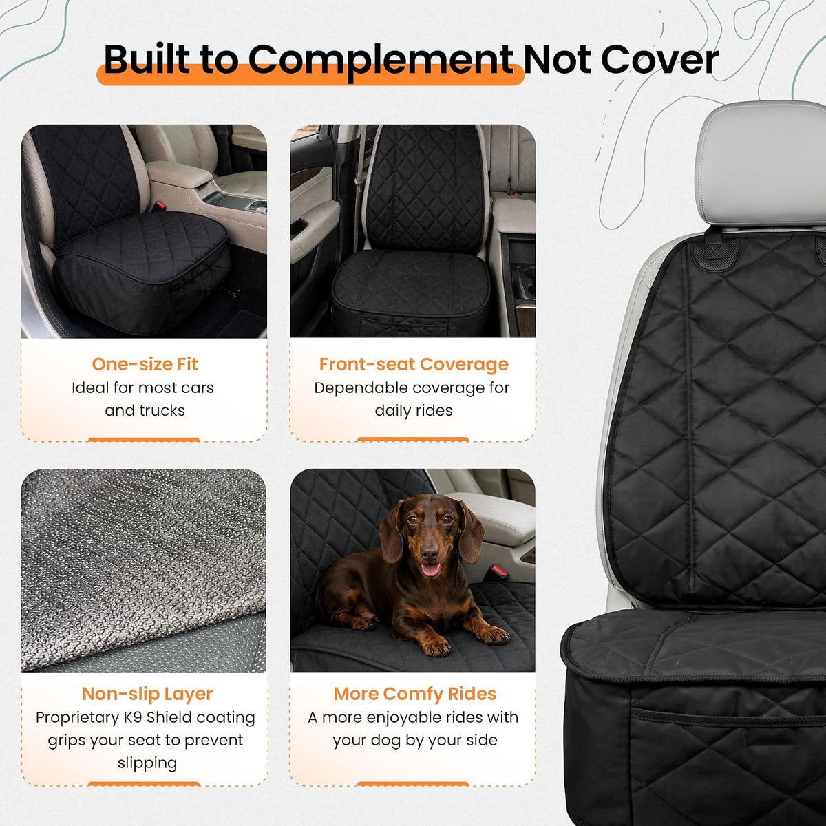 4knines heavy duty front bucket seat cover for, close-up detail
