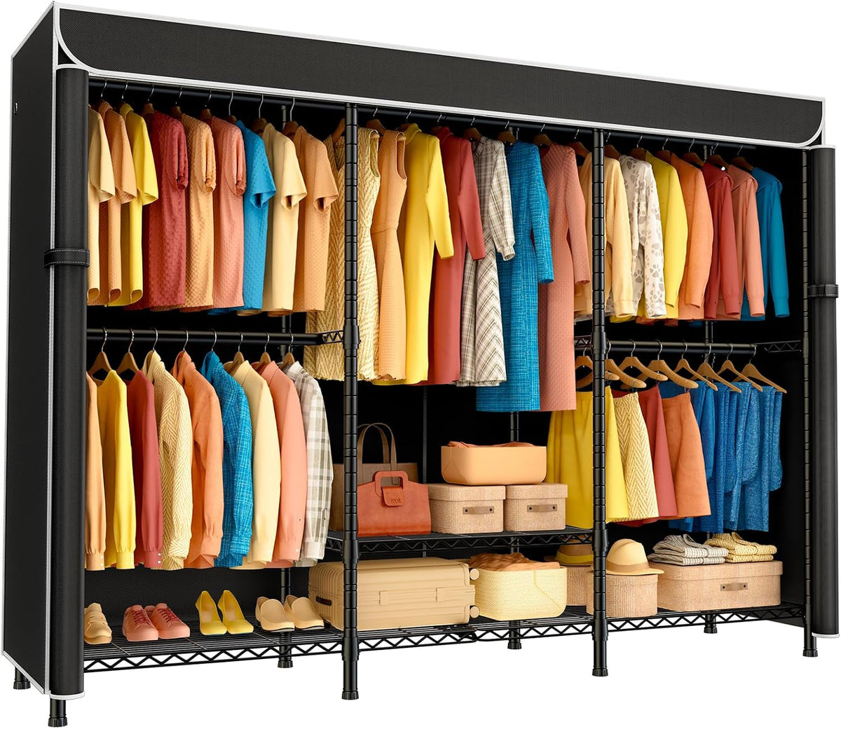 semhor k01c heavy duty clothes rack with cover, main product view