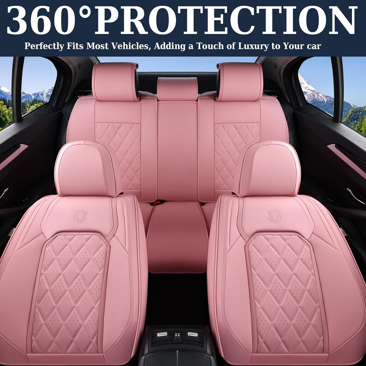 coverado car seat covers full set, pink leather, package contents