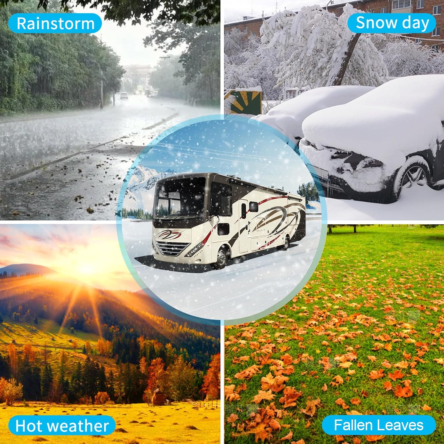 Winter-Proof Insulated RV Mirror Covers for Class A Motorhomes - Waterproof Sun Frost Protection-Black