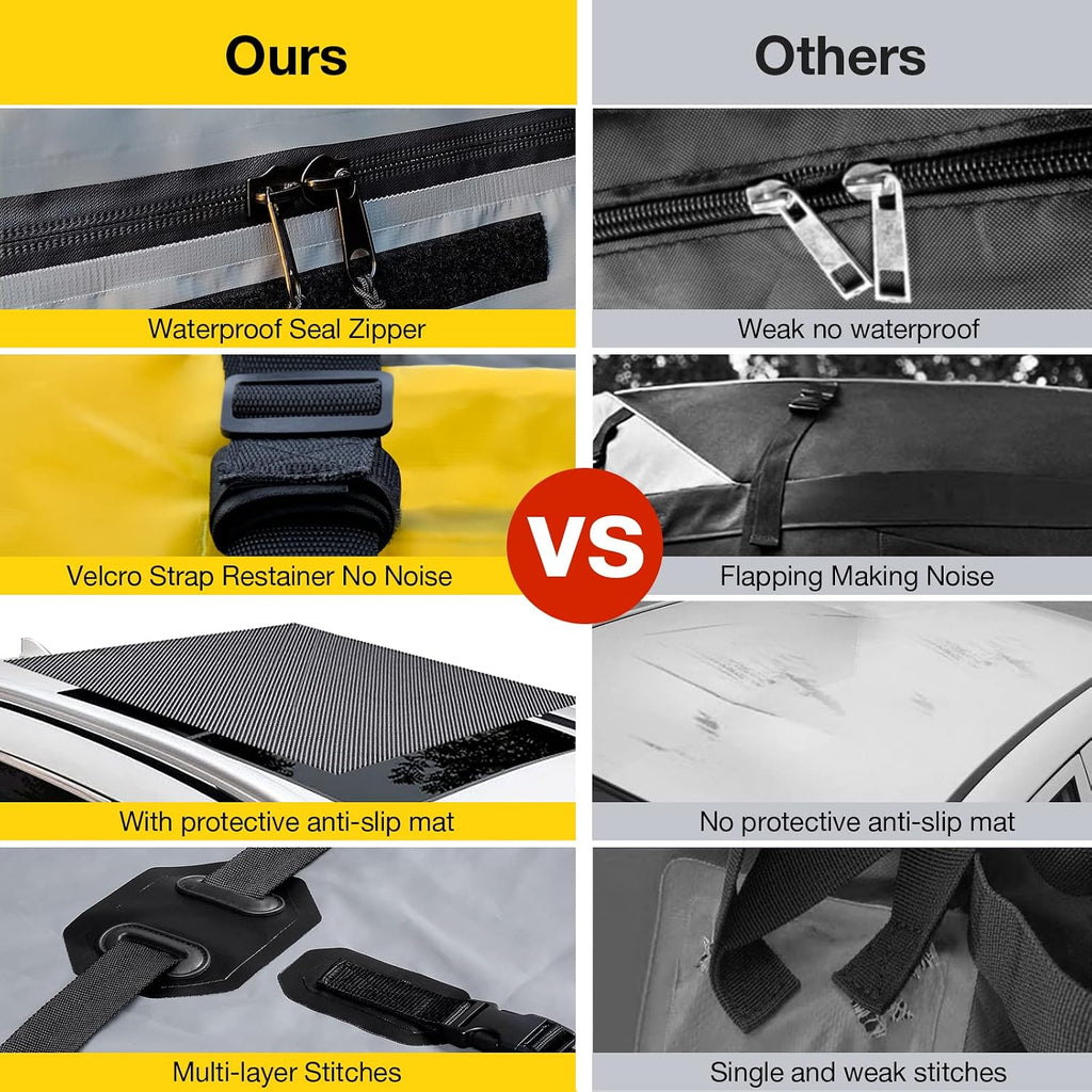 Car Roof Bag Rooftop Cargo Carrier, 21 Cubic Feet Waterproof Roof Luggage Cargo Carrier Bag with Anti-Slip Mat for All Cars Vehicles SUV with/Without Rack (with 2PCS 4M Ratchet Straps)
