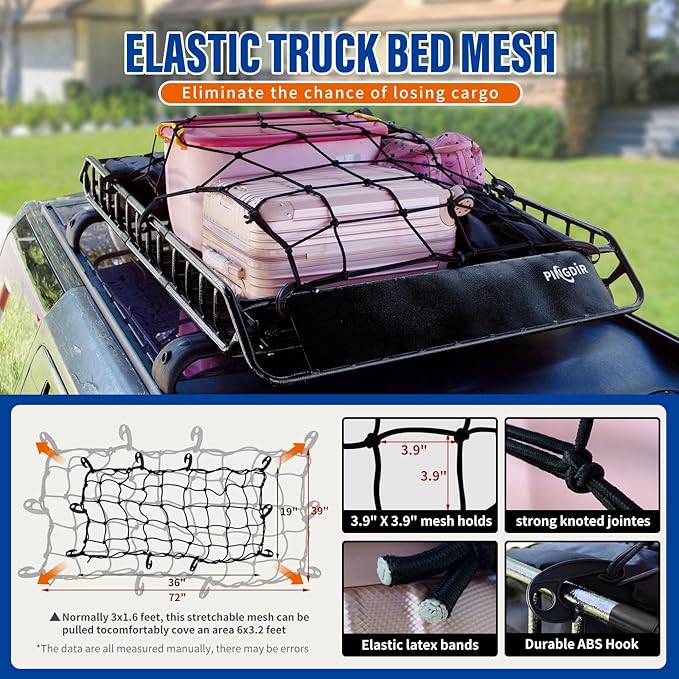 Roof Rack Basket 51" X 36" X 5" Rooftop Rack Cargo Carrier Universal, - Image 4