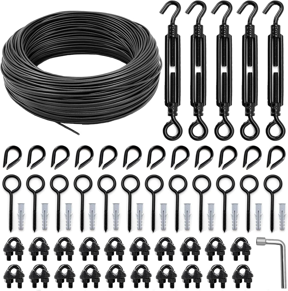 String Light Hanging Kit, All-Black Globe String Lights Suspension