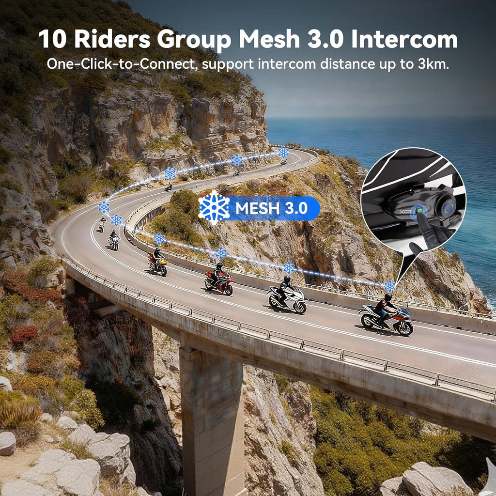 xgp x10 10 riders group mesh motorcycle intercom shown in use