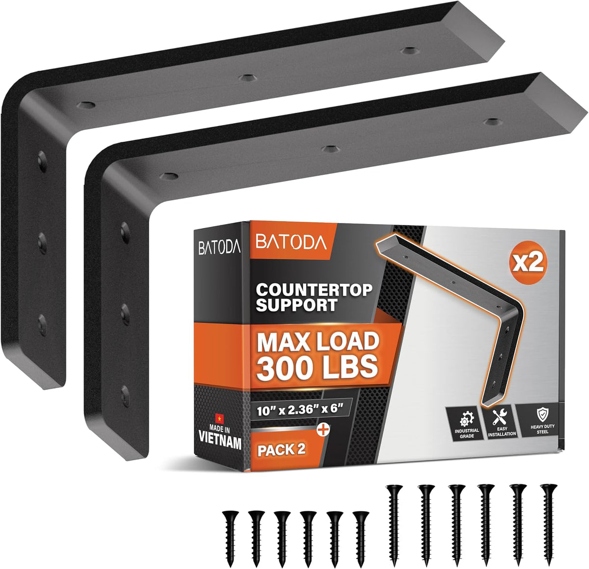 batoda 10” countertop support steel brackets (2 pcs), main product view