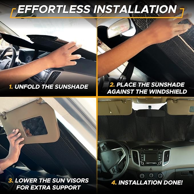 EcoNour Accordion Car Windshield Sun Shade | Car Sun Visor to Protect Harmful - Image 5