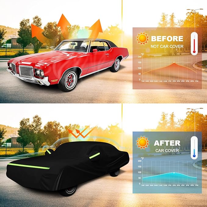 QUNSUNUS Waterproof Car Cover for Oldsmobile Cutlass 1966-1980/1988, Outdoor - Image 6