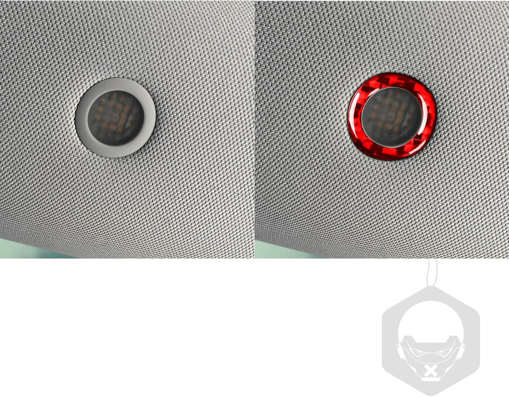 Carbon Fiber Car Rear Roof Reading Light Cover Trim Compatible with Tesla Model 3 2023 2024 2025 Accessories Red 2PCS