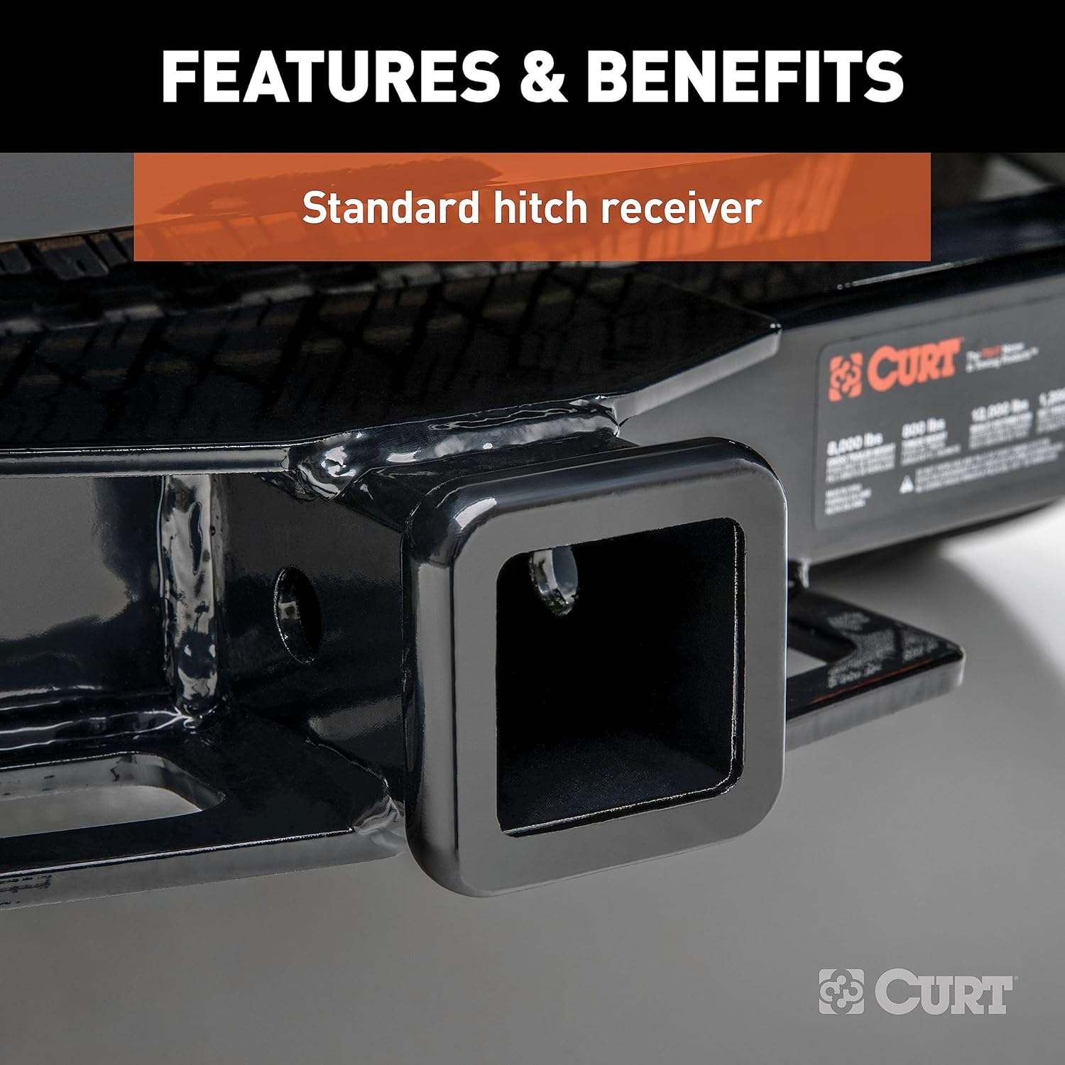 CURT 13421 Class 3 Trailer Hitch, 2-Inch Receiver, Fits Select Honda Passport, GLOSS BLACK POWDER COAT
