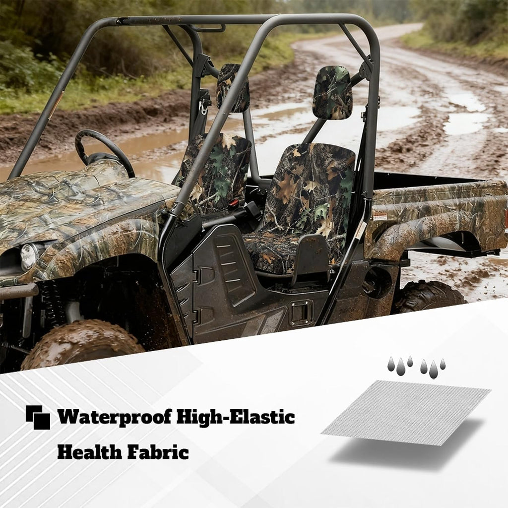 UTV Seat Cover Compatible with Hisun 500 700 Axis 500 700 Massimo MSU500 MSU700 Camouflage Hunting Woodland Heavy Duty UTV Accessories Waterproof Seat Covers