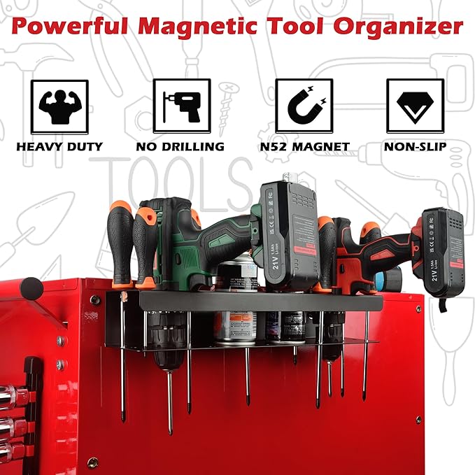 ULIBERMAGNET Power Tool Organizer Rack, Magnetic Heavy Duty Spray Bottle Holder - Image 3